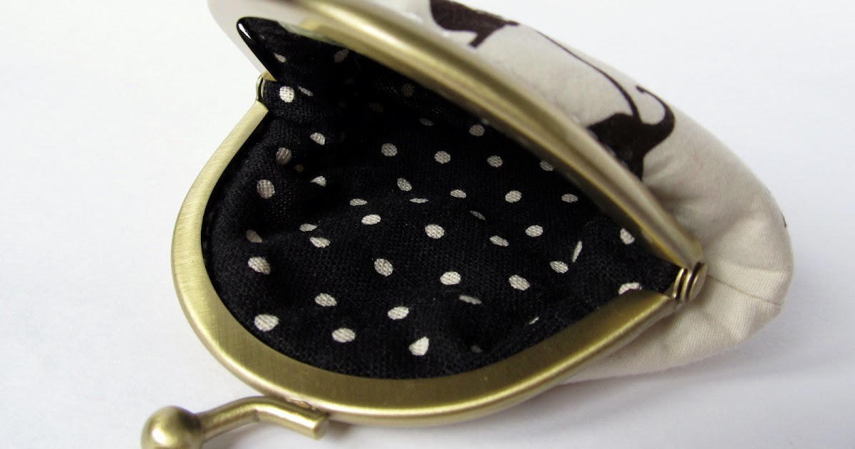 Lucky Cat Handmade Black and white japanese cats coin purse