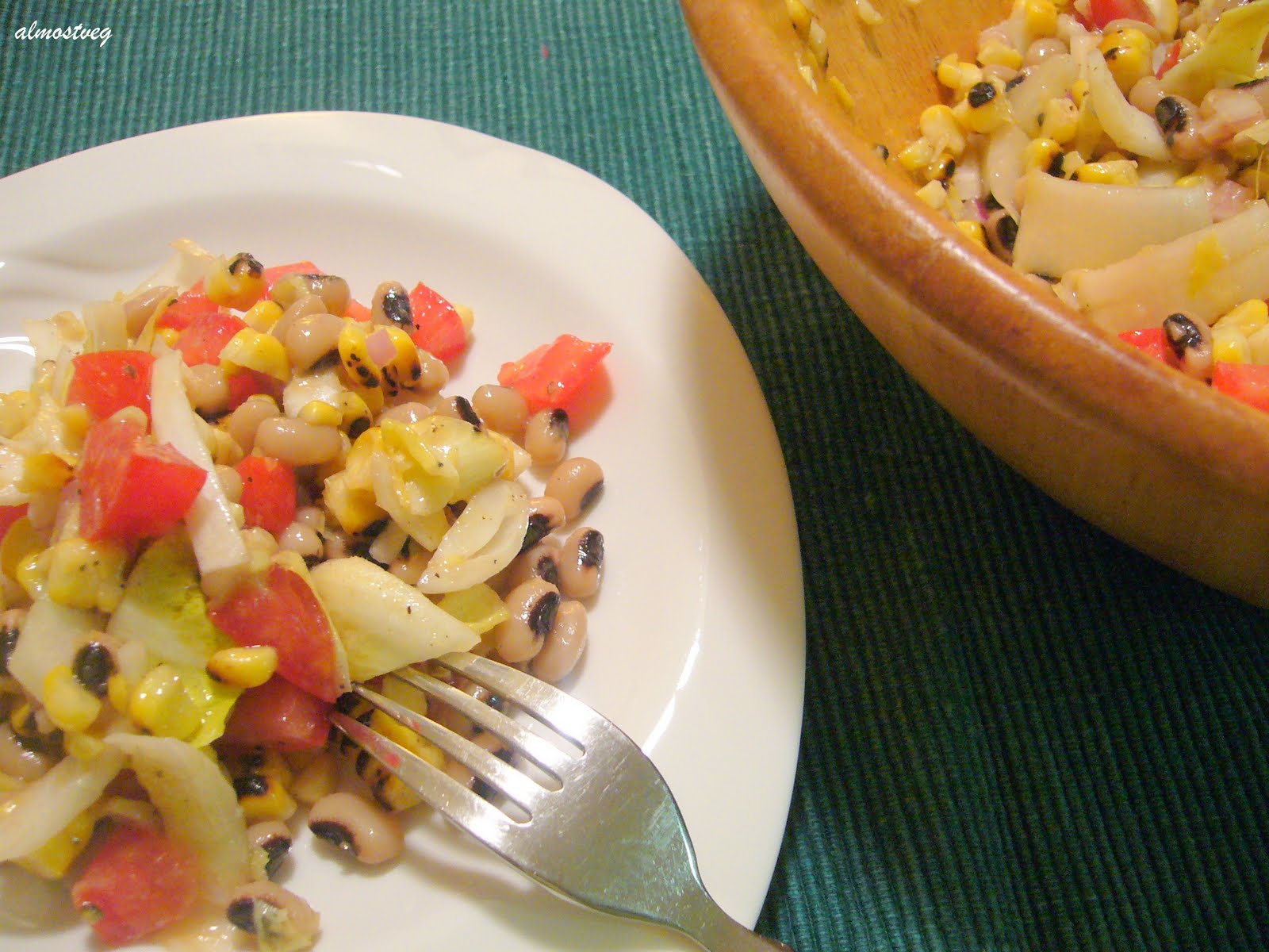 Endive, corn and black eyed peas salad