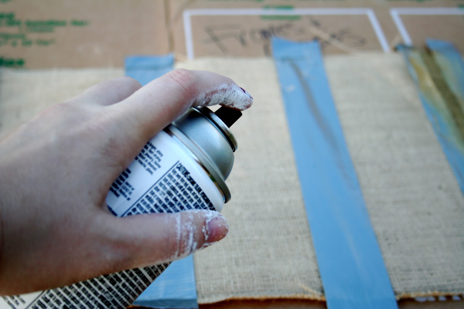 Katie Farrin DIY Spray Paint Burlap Runner