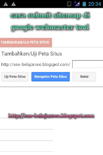 cara submit sitemap di google webmaster tool http://seo-belajarseo.blogspot.com