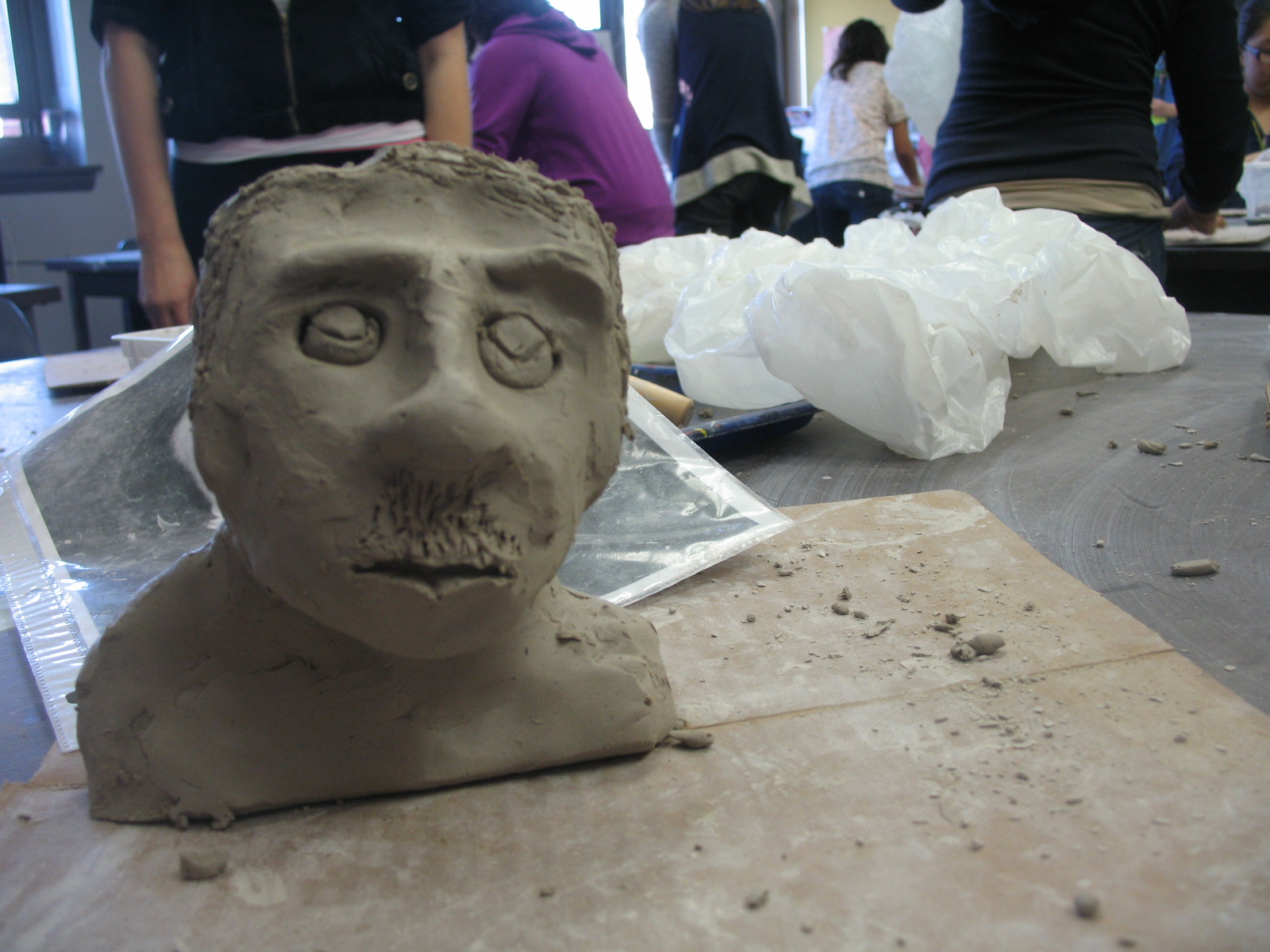 Lane Tech Art Studio Clay Busts of Famous People