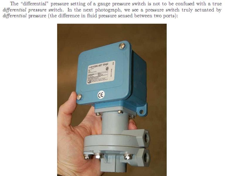 Industrial Instrumentation Differential pressure switch