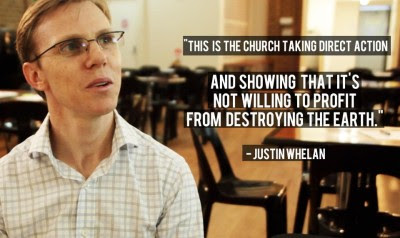 Justin Whelan of Paddington uniting church says this is the church taking direct action showing that it's not willing to profit from destroying the earth