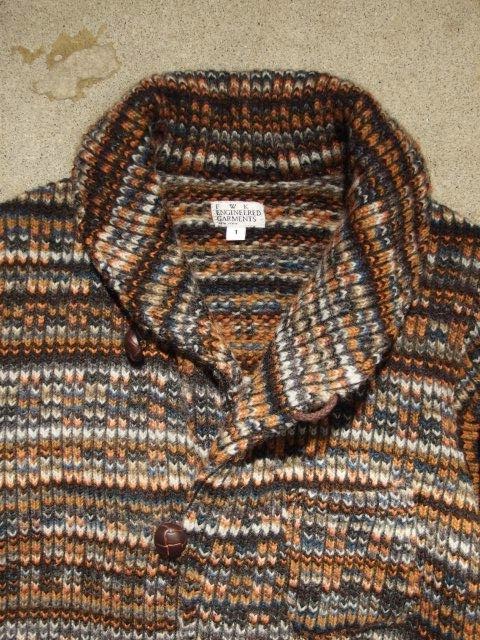 FWK by Engineered Garments Shawl Collar Knit Jacket in Orage/Brown Rib Sweater Knit Fall/Winter 2014 SUNRISE MARKET