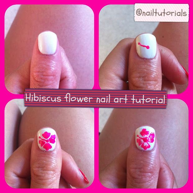 nail tutorials hibiscus flower