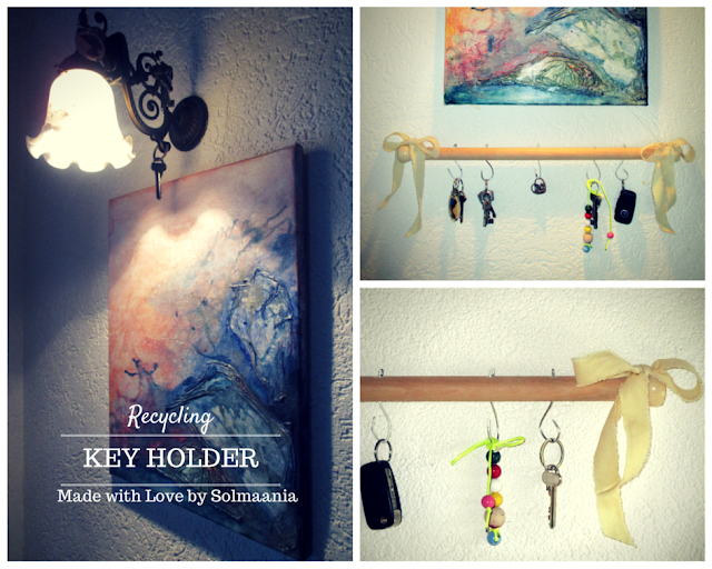 Recycling, taaskasutus, Key holder, võtmehoidja, wooden, pudust, burlap, hangers, riidepuud