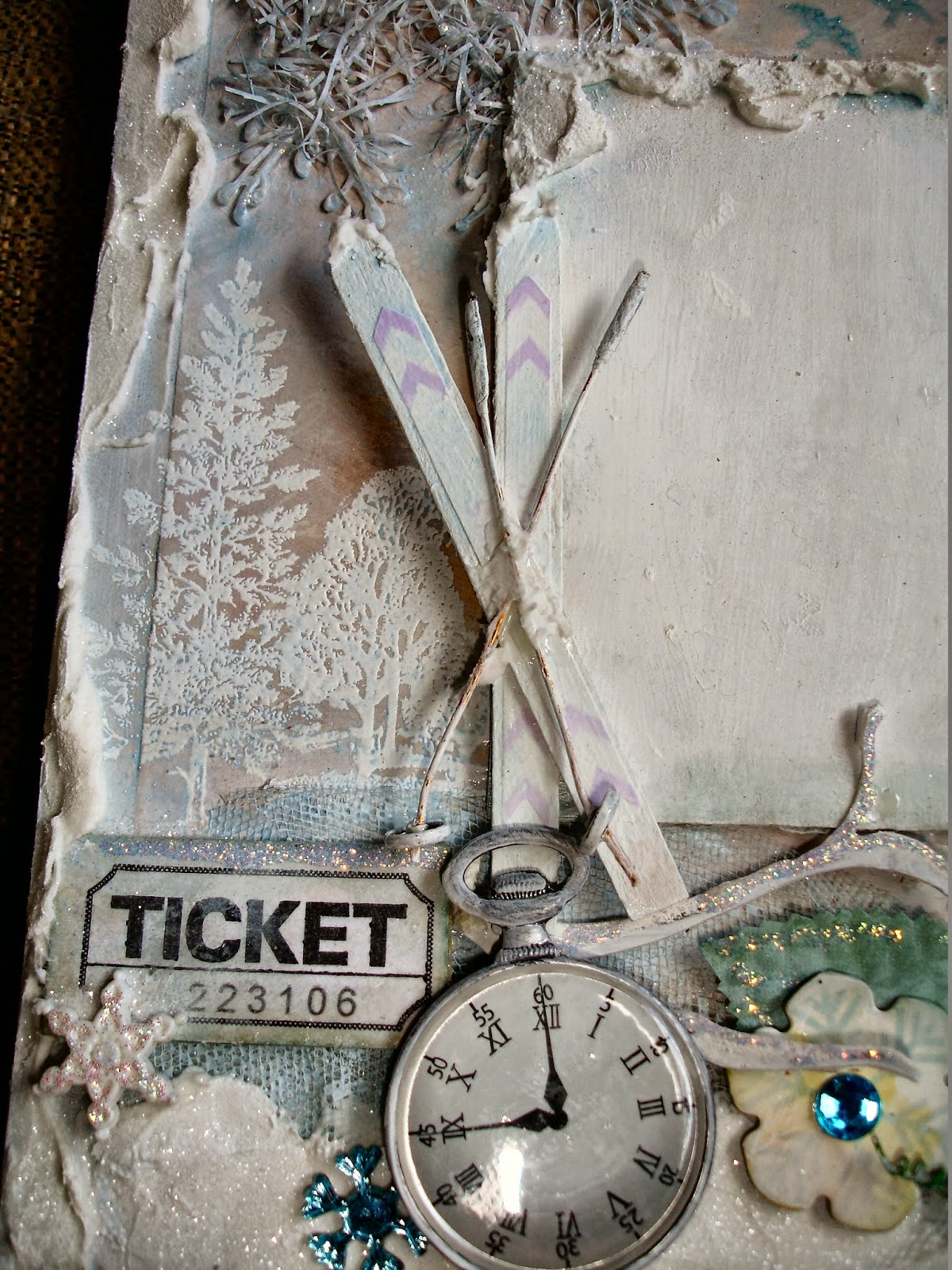 Muddy Footprints Mixed Media Winter Scene