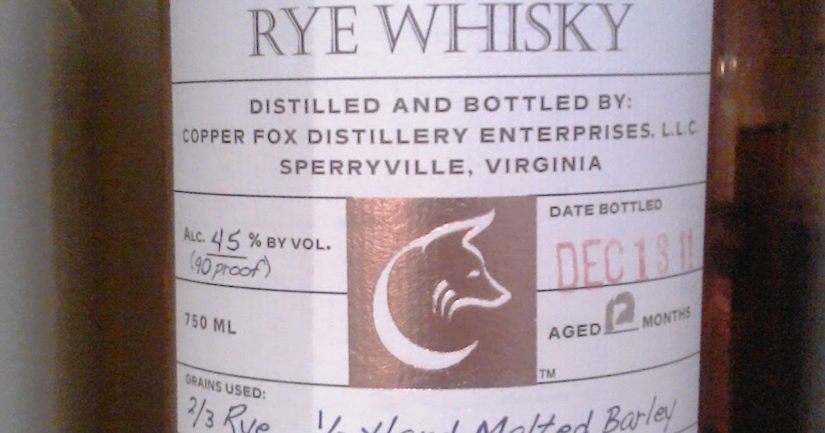 East Coast Wineries Copper Fox Rye Whiskey (VA)