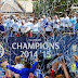Chelsea players and fans after they won the Barclays Premier League