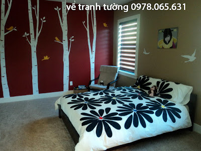 vẽ tranh tường phòng ngủ vẽ tranh tường phòng khách
