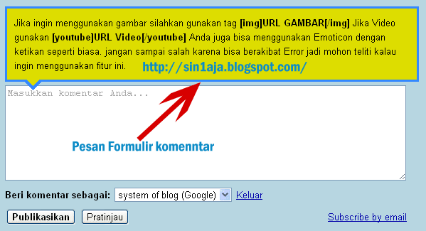 Pesan formulir komentar