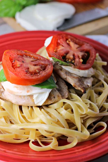 Easy Grilled Caprese Chicken | by Renee's Kitchen Adventures - Easy, healthy recipe for chicken breasts that uses some of summer's fresh harvest, fresh tomatoes, basil and mozzarella cheese! YUM! 