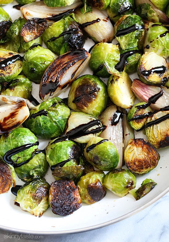 Roasted Brussels Sprouts and Shallots with Balsamic Glaze Skinnytaste