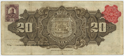 papel moneda en Mexico Billete 20 Pesos Banco Oriental de Mexico