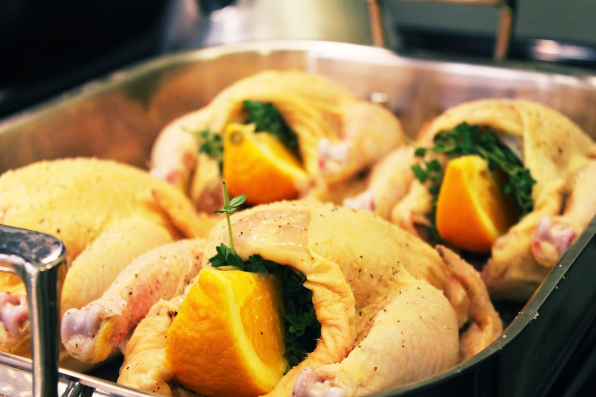 ty's kitchen Cornish Hens with Duck Fat Potatoes and Herb Roasted