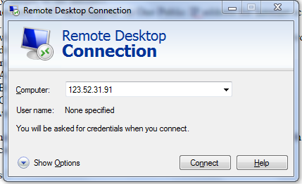Remote Desktop Connection access public IP