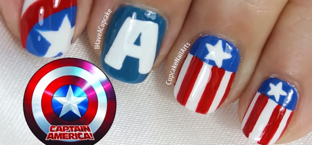 Nail Art estilo Capitán América Nail Art estilo Capitán América