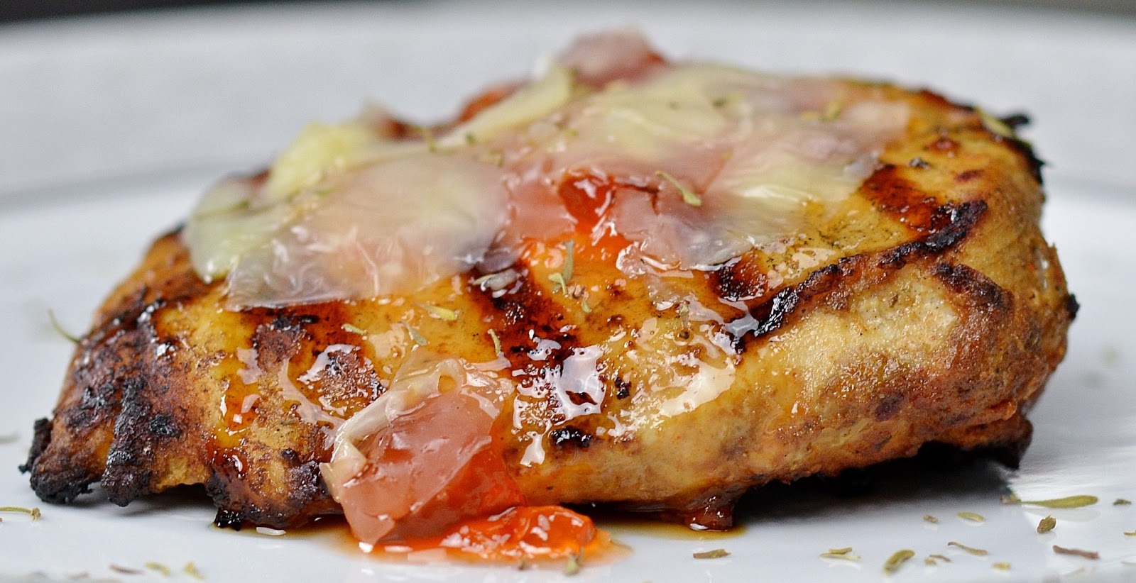 Craves and aves Grilled Chicken Breasts, Topped with Red Pepper Jelly