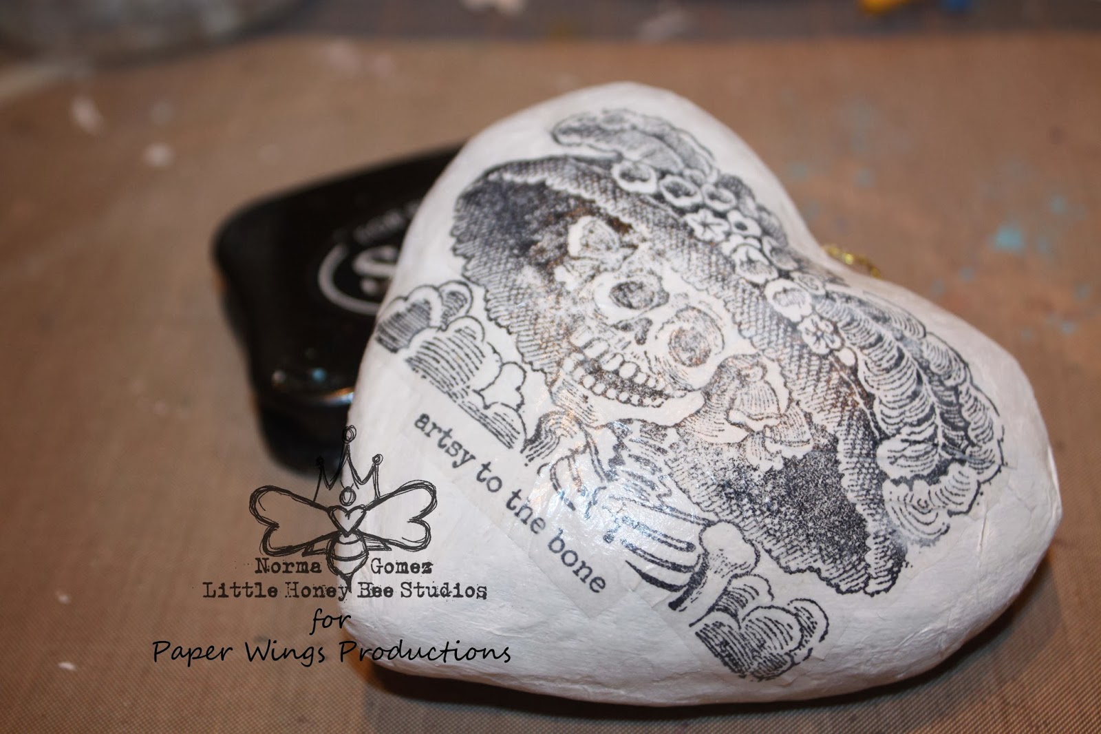 The Aviary Paper Mache Heart Stamping Tutorial