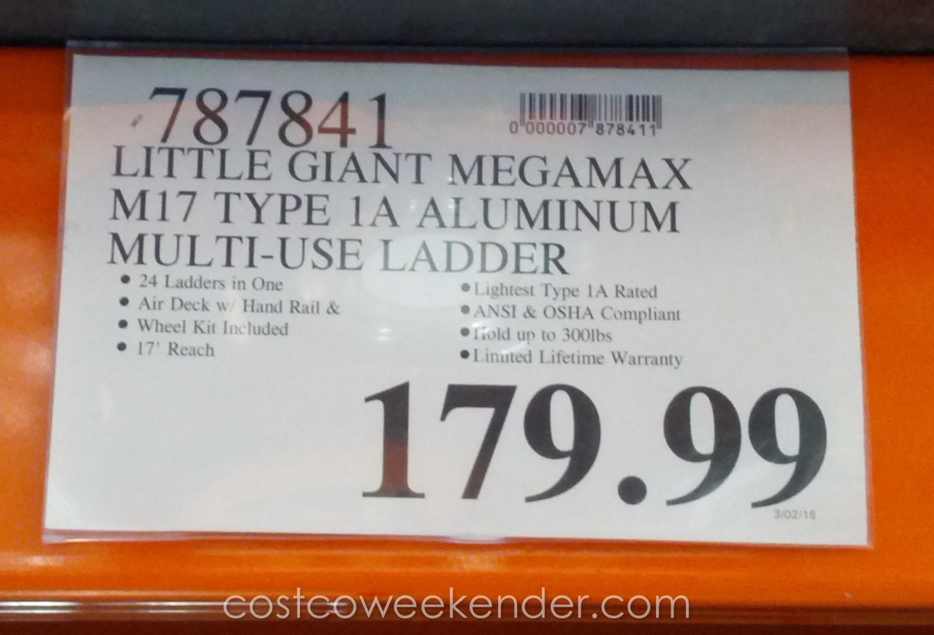 Little Giant Megamax M17 Aluminum Ladder Costco Weekender