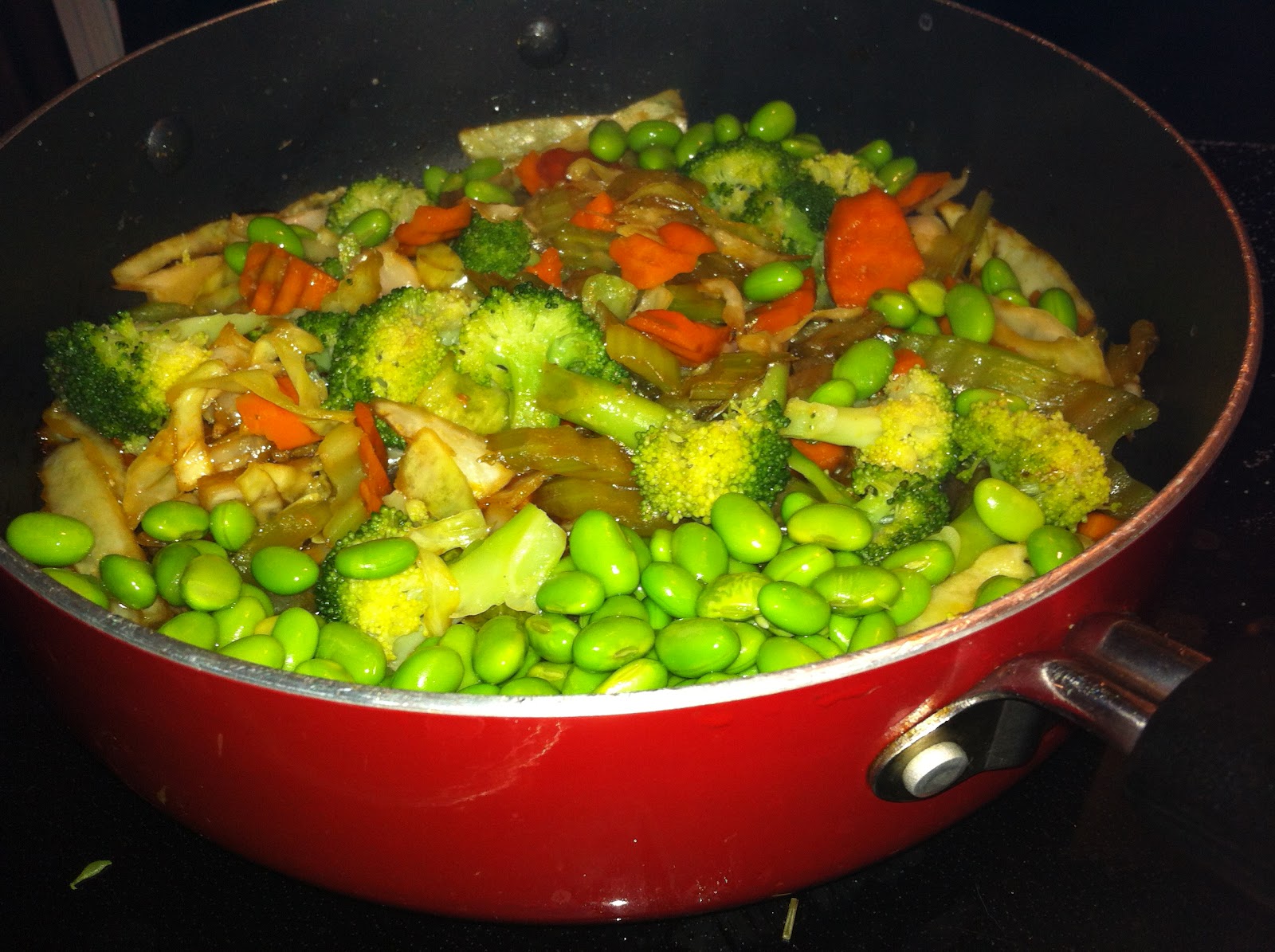 Heart Shaped Sweat Sesame Seed Oil +Leftovers= Stir Fry Dinner