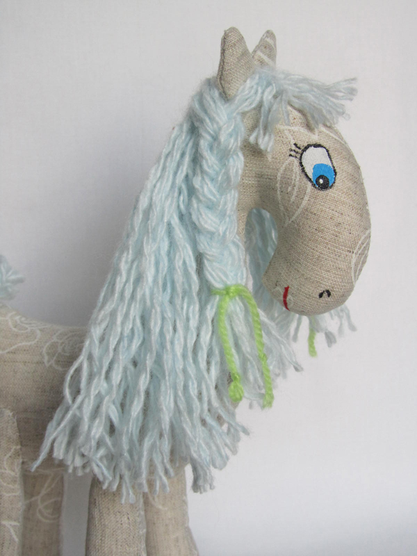 Handsome Handmade Two Handmade Toys a Rocking Horse and a Doll with a