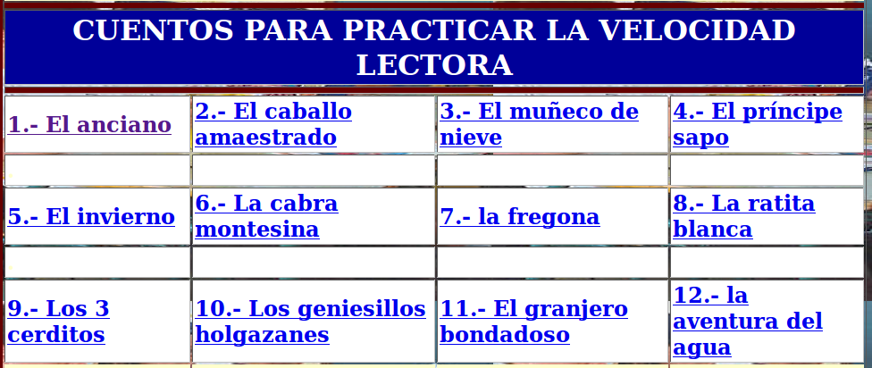 Cuentos para trabajar la velocidad lectora