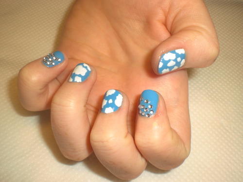 sky blue nail design