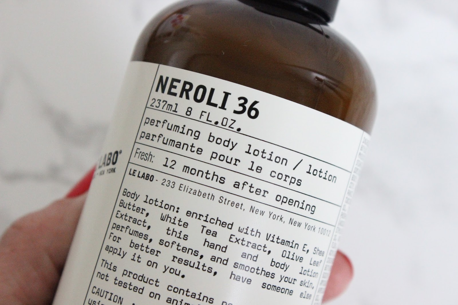Le Labo Neroli 36 Body Lotion a little pop of coral.