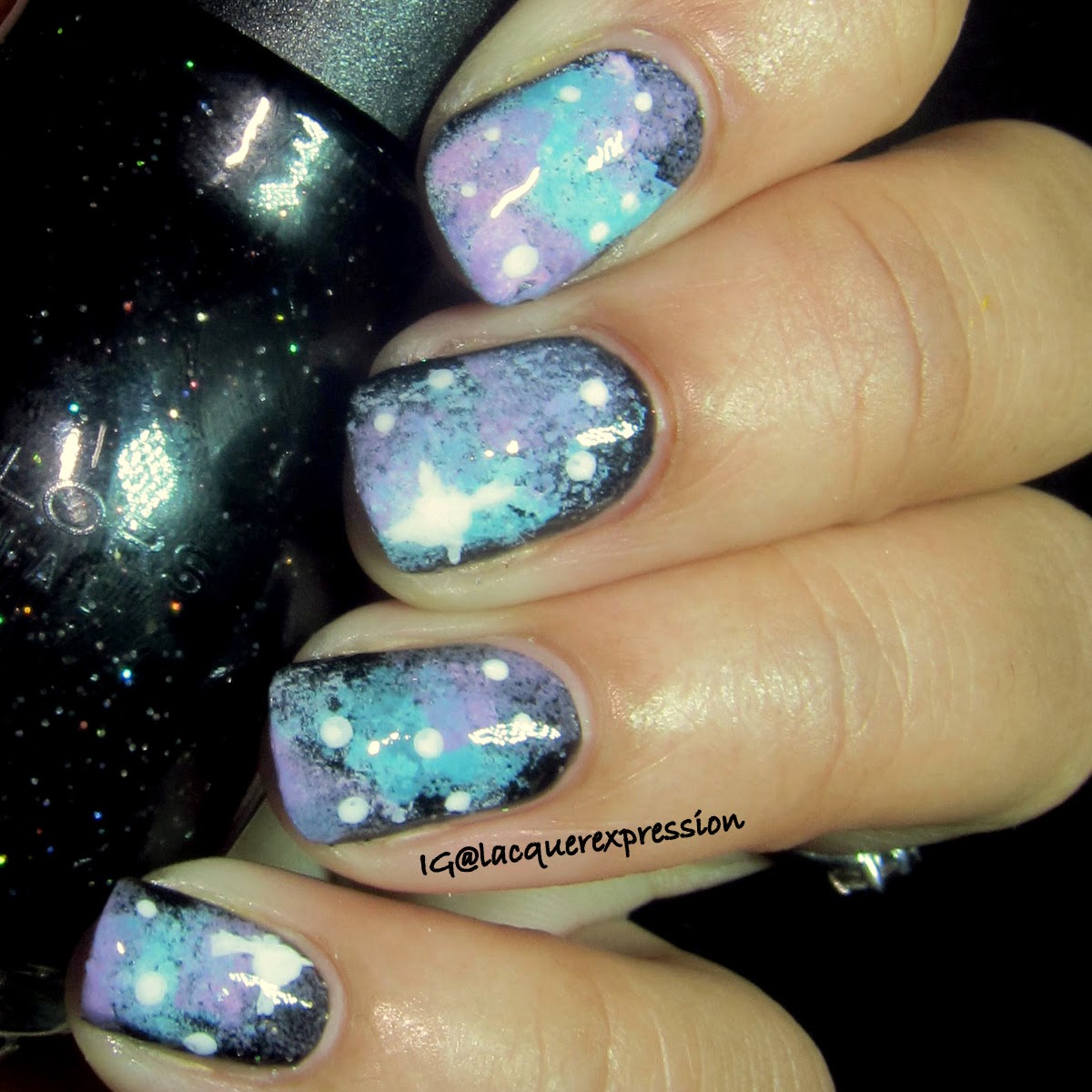 Galaxy nail art using starry night polish by sinful colors 