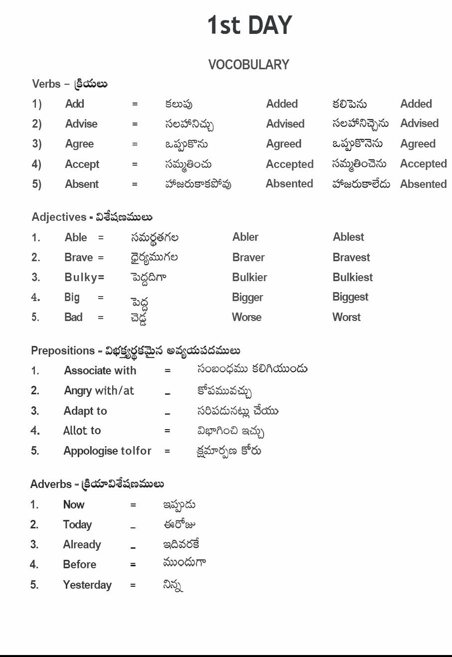 Meaning In English To Telugu