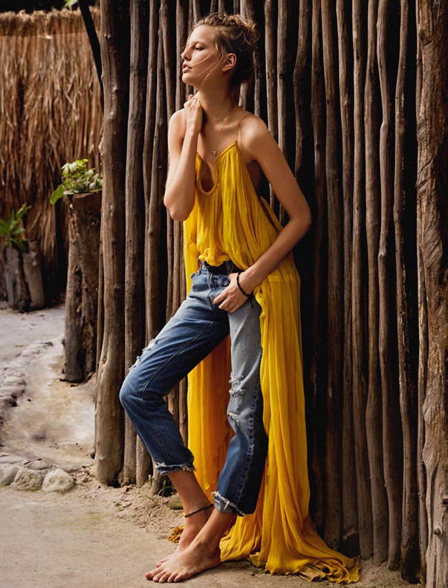 Chloé 2015 SS Yellow Crinkled Silk-Georgette Gown Editorials