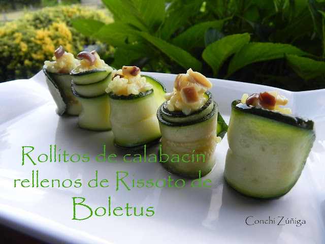 Rollitos De Calabacín Rellenos De Rissoto De Boletus