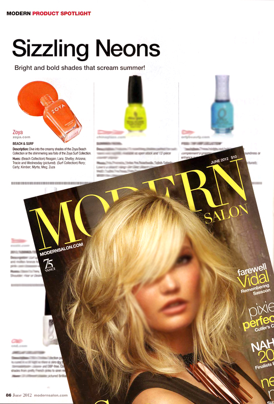 The Zoya Beach and Surf Collection is featured in the June 2012 issue of