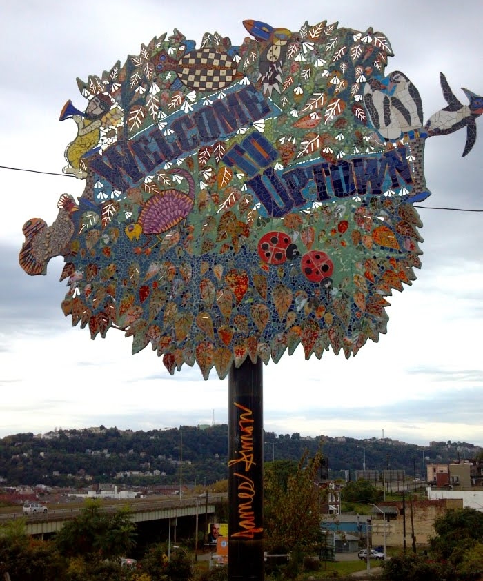 Welcome to Uptown (Bluff) by James Simon, Fifth and Kirkpatrick at Pittsburgh PA