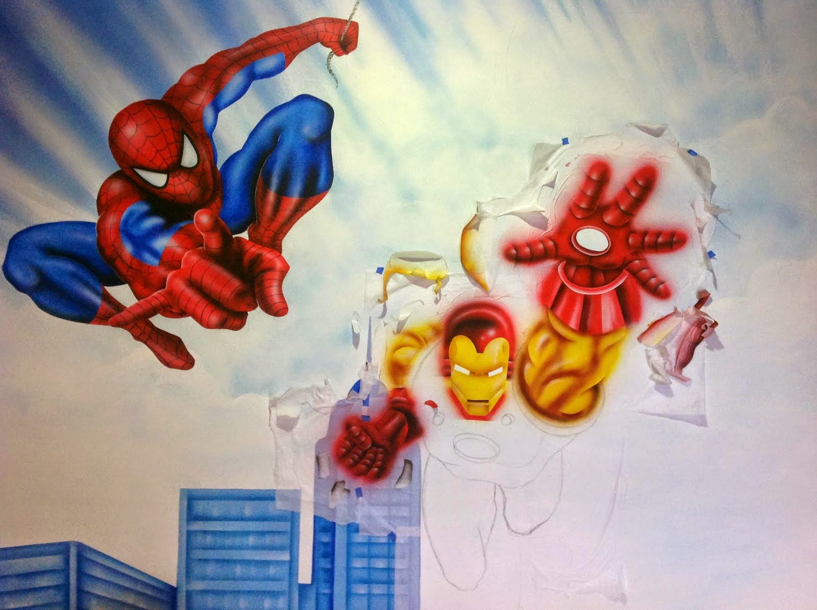 MURAL SUPER HEROES ( DETALLE DEL PROCESO ) MAYO 2015