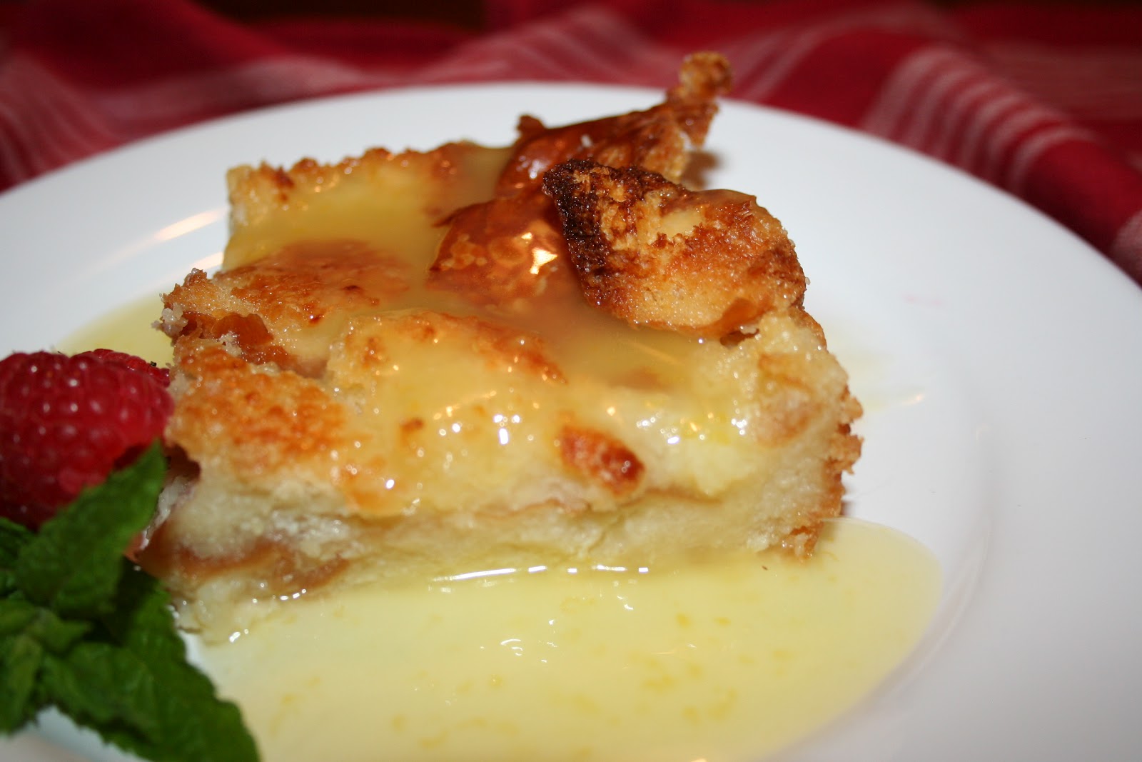 swirls of green Aunt Charlotte's Bread Pudding