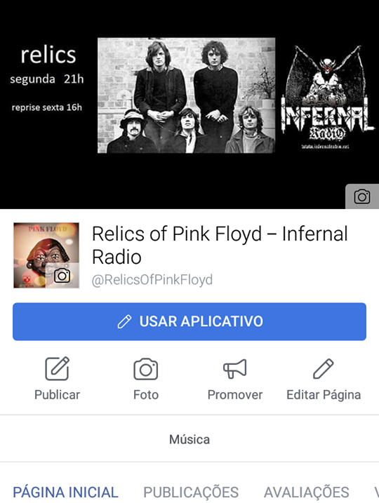 Programa Relics of Pink Floyd no Facebook
