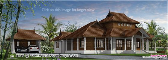 Kerala traditional villa left side view