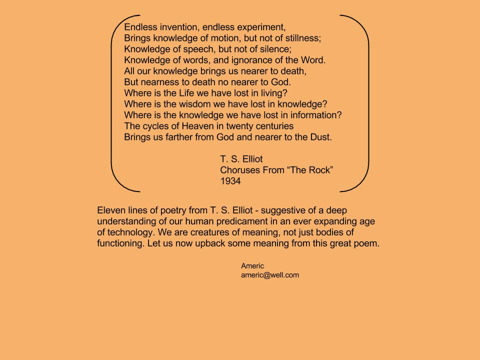 philosopher at large t s elliot endless invention endless ts meaning