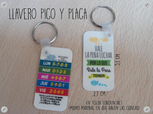 LLAVERO PICO Y PLACA