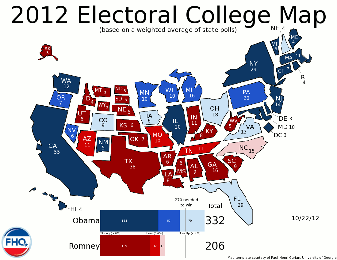 Frontloading Hq The Electoral College Map 10 22 12