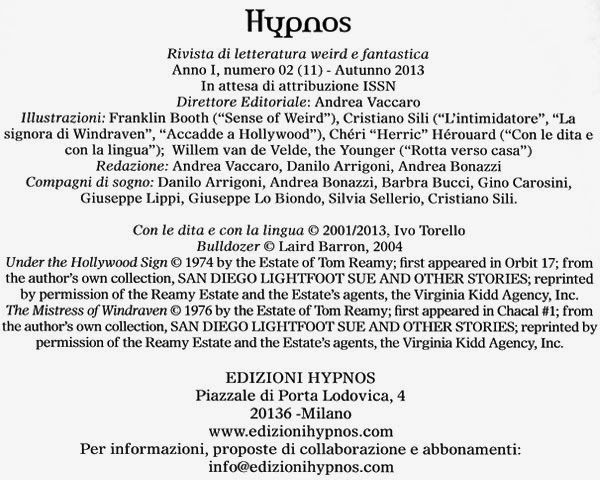 Hypnos, Vol. 2, crediti Hypnos, Vol. 2, pagina dei crediti