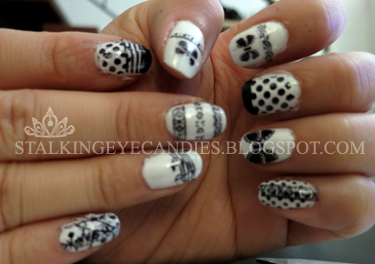 Black and white dolly wink inspired nails