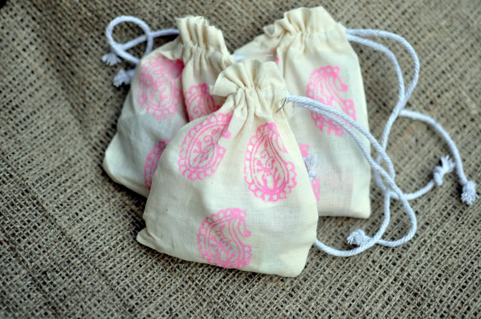 TurtleCraftyGirl Block Print Goodie Bags and Table Runners