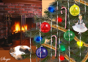 Christmas Scene:  Christmas Tree and Fireplace (Photoshop)