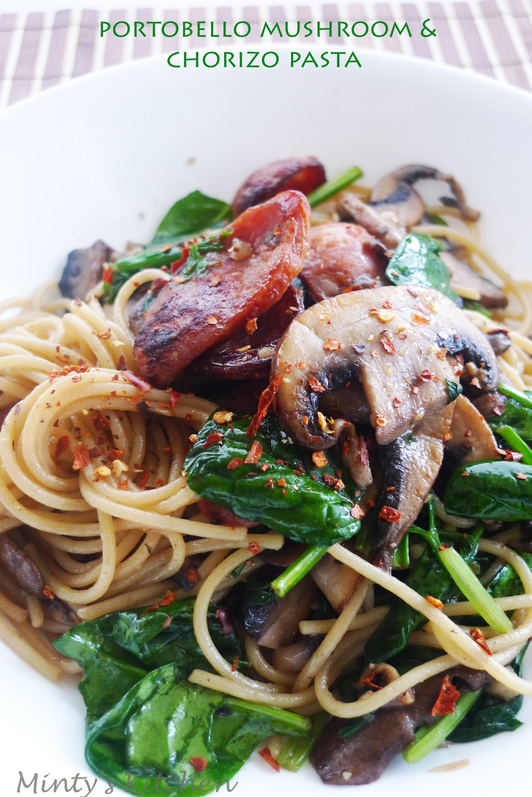 Minty's Kitchen Portobello Mushroom & Chorizo Pasta