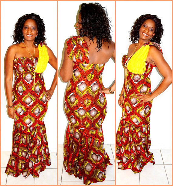 one shoulder ankara styles