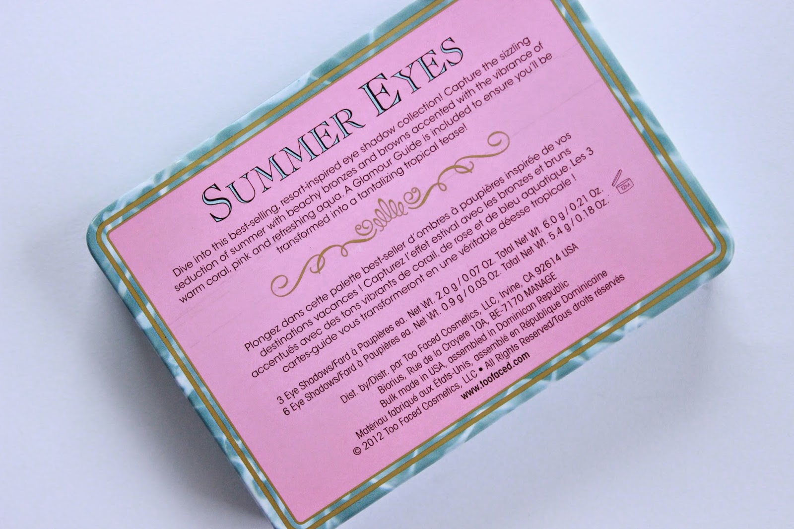 review ervaring swatches too faced summer eyes palette fake
