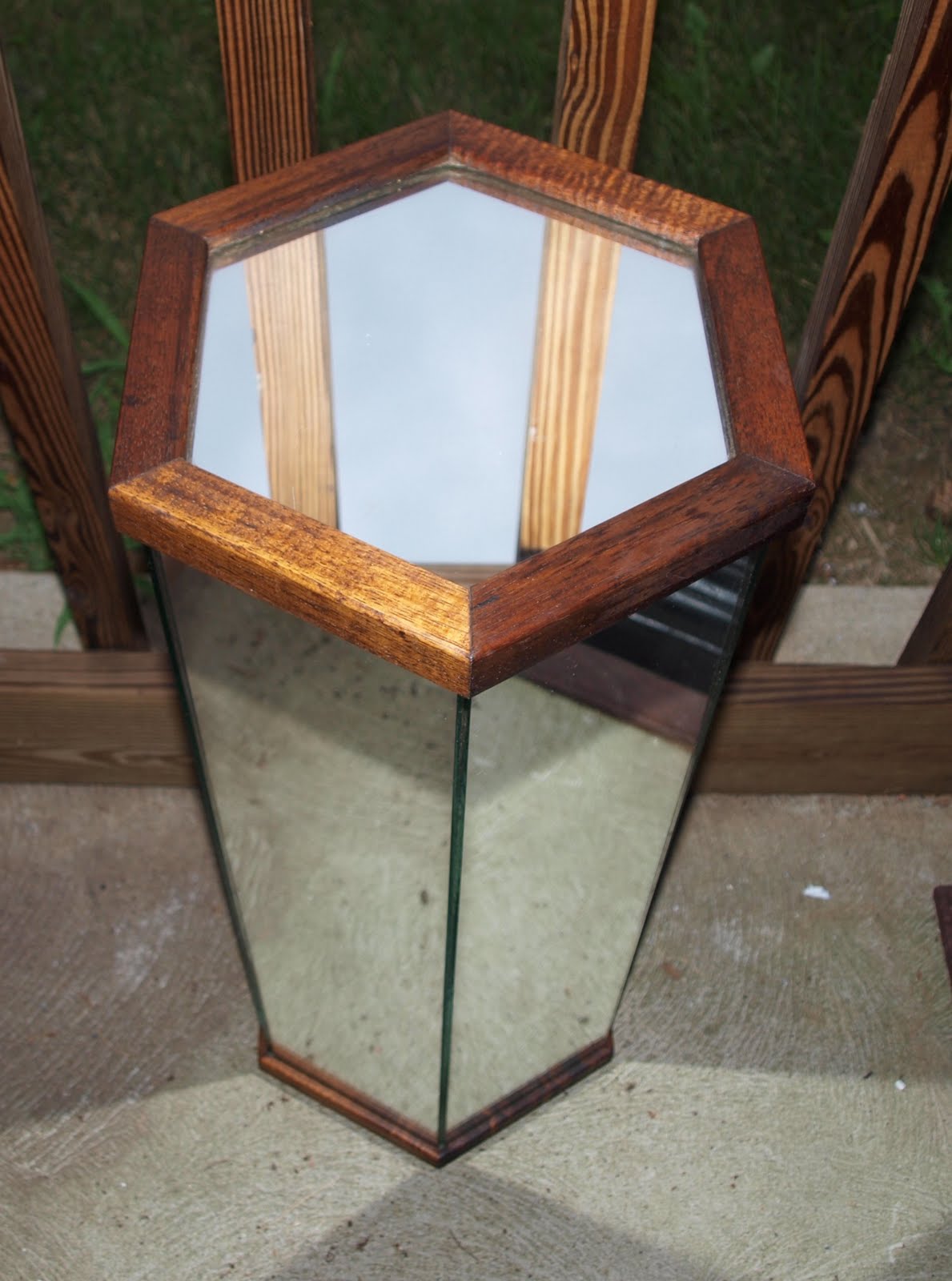 Funky Home Finds For Sale Mirrored 6Sided Hexagon Wood Trimmed Plant
